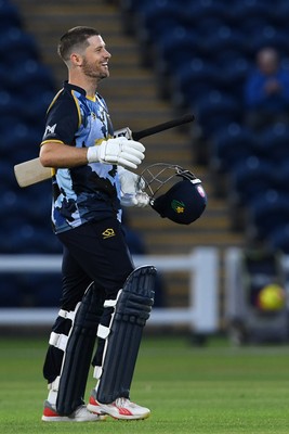030726 - Glamorgan v Warwickshire Bears - Vitality Blast Men - Sean Dickson of Glamorgan celebrates after winning the game
