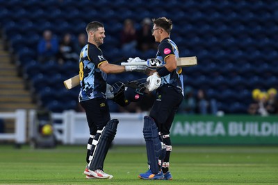 030726 - Glamorgan v Warwickshire Bears - Vitality Blast Men - Sean Dickson of Glamorgan celebrates after winning the game