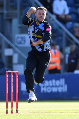 030726 - Glamorgan v Warwickshire Bears - Vitality Blast Men - Mason Crane of Glamorgan bowling