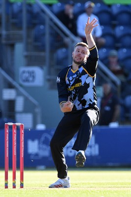 030726 - Glamorgan v Warwickshire Bears - Vitality Blast Men - Mason Crane of Glamorgan bowling