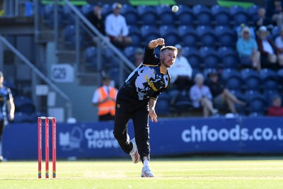 030726 - Glamorgan v Warwickshire Bears - Vitality Blast Men - Mason Crane of Glamorgan bowling
