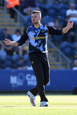 030726 - Glamorgan v Warwickshire Bears - Vitality Blast Men - Mason Crane of Glamorgan bowling
