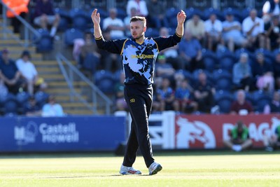 030726 - Glamorgan v Warwickshire Bears - Vitality Blast Men - Mason Crane of Glamorgan bowling