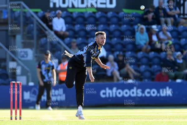 030726 - Glamorgan v Warwickshire Bears - Vitality Blast Men - Mason Crane of Glamorgan bowling