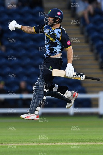 030726 - Glamorgan v Warwickshire Bears - Vitality Blast Men - Sean Dickson of Glamorgan celebrates the win at the end of the match