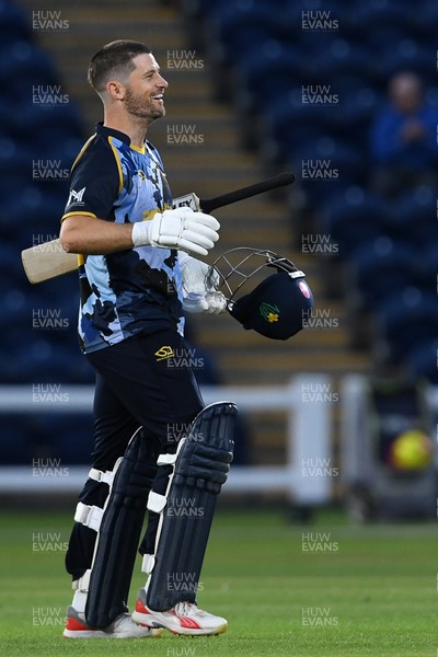 030726 - Glamorgan v Warwickshire Bears - Vitality Blast Men - Sean Dickson of Glamorgan celebrates after winning the game