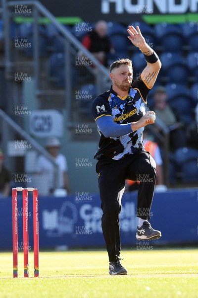 030726 - Glamorgan v Warwickshire Bears - Vitality Blast Men - Dan Douthwaite of Glamorgan bowling