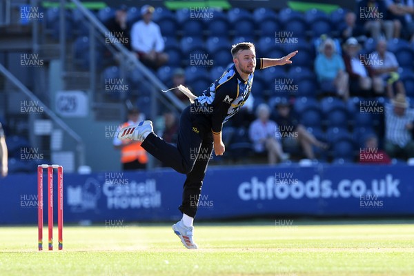 030726 - Glamorgan v Warwickshire Bears - Vitality Blast Men - Mason Crane of Glamorgan bowling