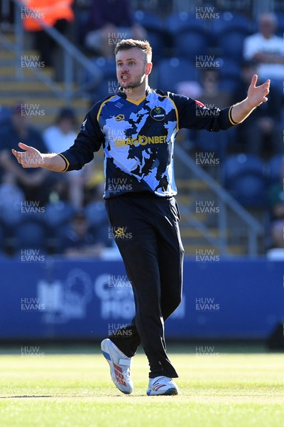 030726 - Glamorgan v Warwickshire Bears - Vitality Blast Men - Mason Crane of Glamorgan bowling