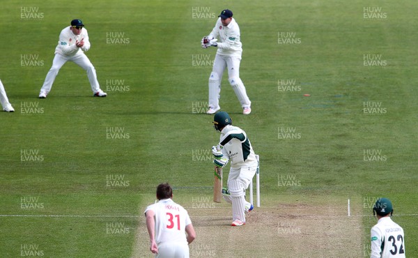 150417 - Glamorgan v Worcestershire - Specsavers County Championship Division Two - Ben Cox of Worcestershire is caught by Chris Cooke of Glamorgan