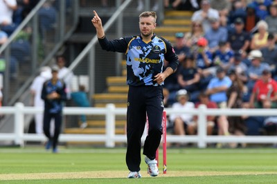 050726 - Glamorgan v Worcestershire Rapids - Vitality Blast Men - Mason Crane of Glamorgan bowls the ball to dismiss Adam Hose of Worcestershire