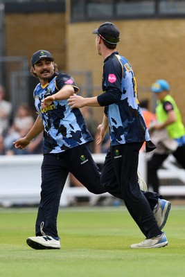 050726 - Glamorgan v Worcestershire Rapids - Vitality Blast Men - Ben Kellaway of Glamorgan catches the ball to dismiss Beyers Swanepoel of Worcestershire