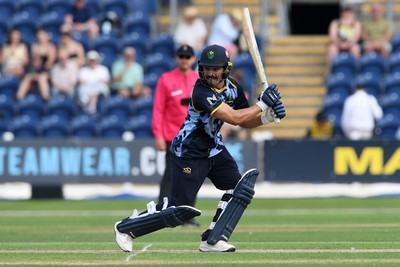 050726 - Glamorgan v Worcestershire Rapids - Vitality Blast Men - Kiran Carlson of Glamorgan batting