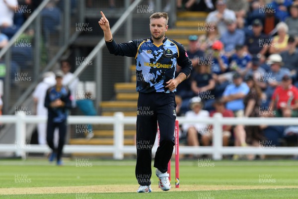 050726 - Glamorgan v Worcestershire Rapids - Vitality Blast Men - Mason Crane of Glamorgan bowls the ball to dismiss Adam Hose of Worcestershire