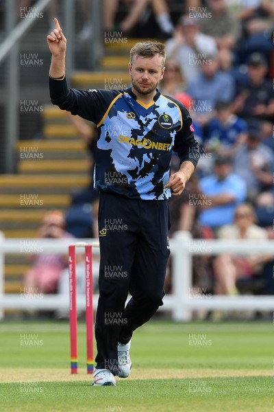 050726 - Glamorgan v Worcestershire Rapids - Vitality Blast Men - Mason Crane of Glamorgan bowls the ball to dismiss Adam Hose of Worcestershire