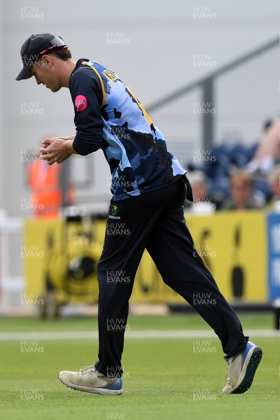 050726 - Glamorgan v Worcestershire Rapids - Vitality Blast Men - Ben Kellaway of Glamorgan catches the ball to dismiss Beyers Swanepoel of Worcestershire