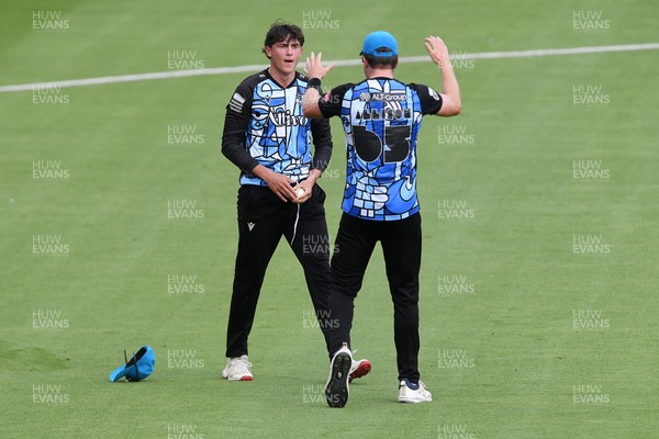 050726 - Glamorgan v Worcestershire Rapids - Vitality Blast Men - Dan Lategan of Worcestershire celebrates after he  catches the ball to dismiss Nathan McAndrew of Glamorgan