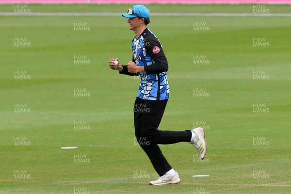 050726 - Glamorgan v Worcestershire Rapids - Vitality Blast Men - Dan Lategan of Worcestershire catches the ball to dismiss Mason Crane of Glamorgan and win the match