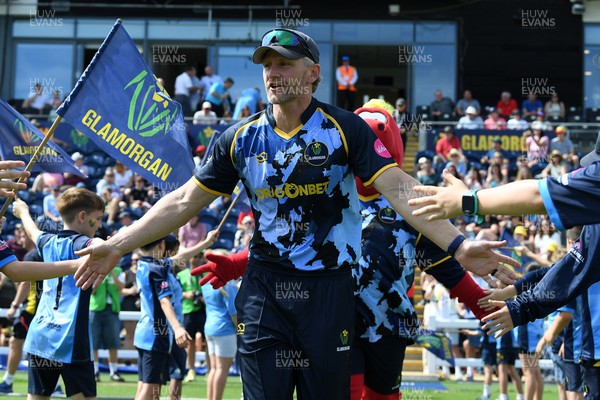 050726 - Glamorgan v Worcestershire Rapids - Vitality Blast Men - Timm Van Der Gugten of Glamorgan runs out