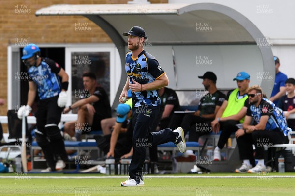 050726 - Glamorgan v Worcestershire Rapids - Vitality Blast Men - Jimmy Neesham of Glamorgan catches the ball to dismiss Matthew Waite of Worcestershire 