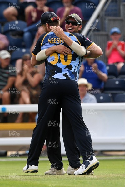 050726 - Glamorgan v Worcestershire Rapids - Vitality Blast Men - Jimmy Neesham of Glamorgan catches the ball to dismiss Matthew Waite of Worcestershire 