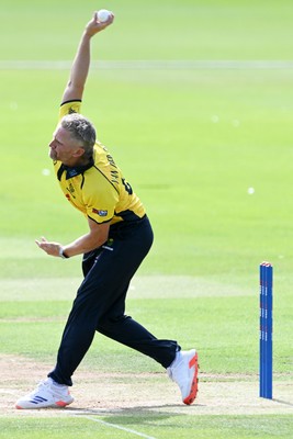 090826 - Glamorgan v Worcestershire Rapids - Metro Bank One Day Cup Men - Timm Van Der Gugten of Glamorgan bowling