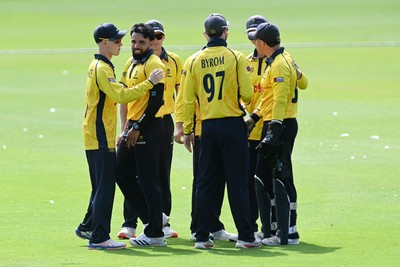 090826 - Glamorgan v Worcestershire Rapids - Metro Bank One Day Cup Men - Zain Ul Hassan of Glamorgan bowls the ball to dismiss Rehaan Edavalath of Worcestershire