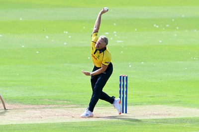 090826 - Glamorgan v Worcestershire Rapids - Metro Bank One Day Cup Men - Timm Van Der Gugten of Glamorgan bowling