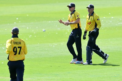 090826 - Glamorgan v Worcestershire Rapids - Metro Bank One Day Cup Men - Andy Gorvin of Glamorgan catches the ball to dismiss Brett D'Oliveira of Worcestershire