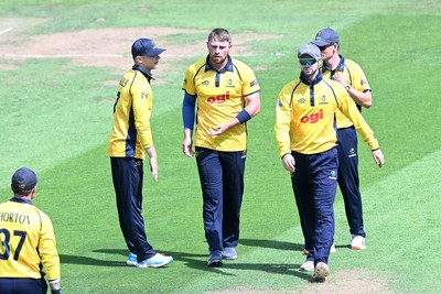 090826 - Glamorgan v Worcestershire Rapids - Metro Bank One Day Cup Men - Dan Douthwaite of Glamorgan bowls the ball to dismiss Kashif Ali of Worcestershire