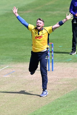 090826 - Glamorgan v Worcestershire Rapids - Metro Bank One Day Cup Men - Dan Douthwaite of Glamorgan appeals for the wicket