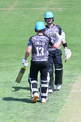 090826 - Glamorgan v Worcestershire Rapids - Metro Bank One Day Cup Men - Jake Libby of Worcestershire is congratulated by team mate Henry Cullen after he hits 50