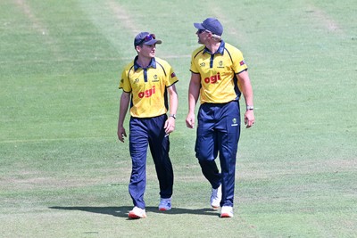 090826 - Glamorgan v Worcestershire Rapids - Metro Bank One Day Cup Men - Andy Gorvin and Timm Van Der Gugten of Glamorgan