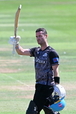 090826 - Glamorgan v Worcestershire Rapids - Metro Bank One Day Cup Men - Jake Libby of Worcestershire celebrates after getting his century