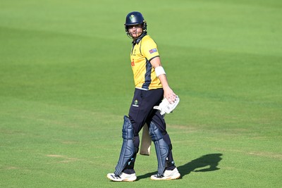 090826 - Glamorgan v Worcestershire Rapids - Metro Bank One Day Cup Men - Ben Gibbon of Worcestershire runs out Tom Norton of Glamorgan