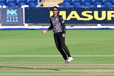 090826 - Glamorgan v Worcestershire Rapids - Metro Bank One Day Cup Men - Rehaan Edavalath of Worcestershire catches the ball to dismiss Timm Van Der Gugten of Glamorgan