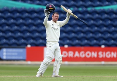 040426 - Glamorgan v Yorkshire - Rothesay County Championship Division One - Colin Ingram of Glamorgan celebrates scoring a century