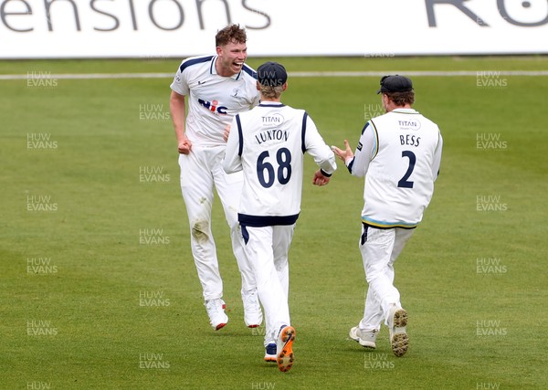 040426 - Glamorgan v Yorkshire - Rothesay County Championship Division One - Matthew Revis of Yorkshire celebrates taking the wicket of Chris Cooke