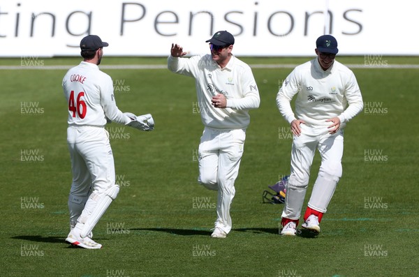 050426 - Glamorgan v Yorkshire - Rothesay County Championship Division One - Colin Ingram of Glamorgan catches the ball to dismiss Adam Lyth of Yorkshire