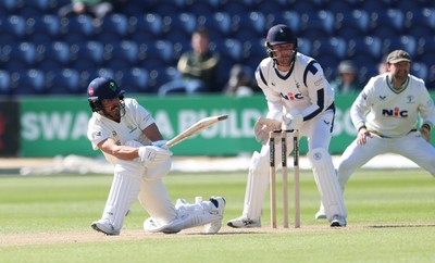 060426 - Glamorgan v Yorkshire, Rothesay County Championship, Division One - Kiran Carlson of Glamorgan plays a shot