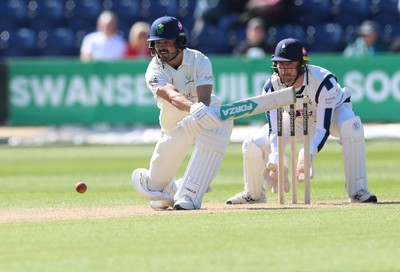 060426 - Glamorgan v Yorkshire, Rothesay County Championship, Division One - Kiran Carlson of Glamorgan plays a shot
