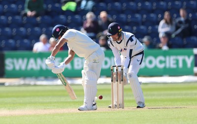 060426 - Glamorgan v Yorkshire, Rothesay County Championship, Division One - Kiran Carlson of Glamorgan is bowled out
