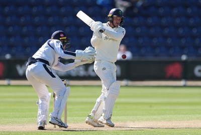 060426 - Glamorgan v Yorkshire, Rothesay County Championship, Division One - Finlay Bean of Yorkshire takes the ball as Colin Ingram of Glamorgan looks on