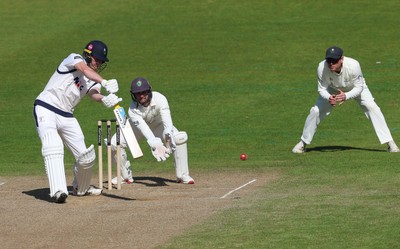 060426 - Glamorgan v Yorkshire, Rothesay County Championship, Division One - Finlay Bean of Yorkshire plays a shot off the bowling of Ben Kellaway of Glamorgan