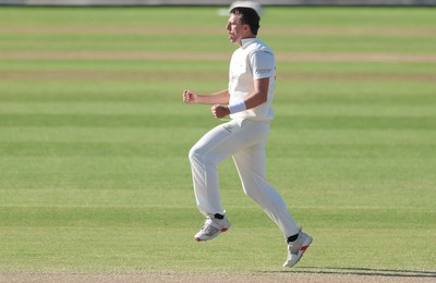 060426 - Glamorgan v Yorkshire, Rothesay County Championship, Division One - Ryan Hadley of Glamorgan celebrates after taking the wicket of Will Luxton of Yorkshire lbw