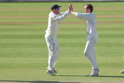 060426 - Glamorgan v Yorkshire, Rothesay County Championship, Division One - Ben Kellaway of Glamorgan celebrates after Adam Lyth of Yorkshire is caught by Chris Cooke for 97