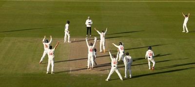 060426 - Glamorgan v Yorkshire, Rothesay County Championship, Division One - Glamorgan make an appeal for the wicket of Logan van Beek of Yorkshire in the final overs of the match