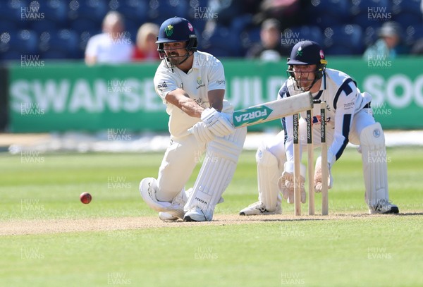 060426 - Glamorgan v Yorkshire, Rothesay County Championship, Division One - Kiran Carlson of Glamorgan plays a shot