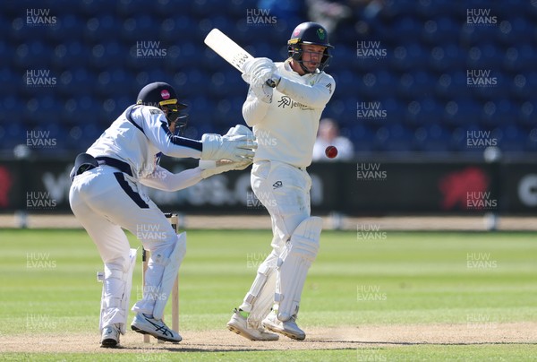 060426 - Glamorgan v Yorkshire, Rothesay County Championship, Division One - Finlay Bean of Yorkshire takes the ball as Colin Ingram of Glamorgan looks on