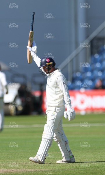 060426 - Glamorgan v Yorkshire, Rothesay County Championship, Division One - Colin Ingram of Glamorgan celebrates as he reaches 50 runs